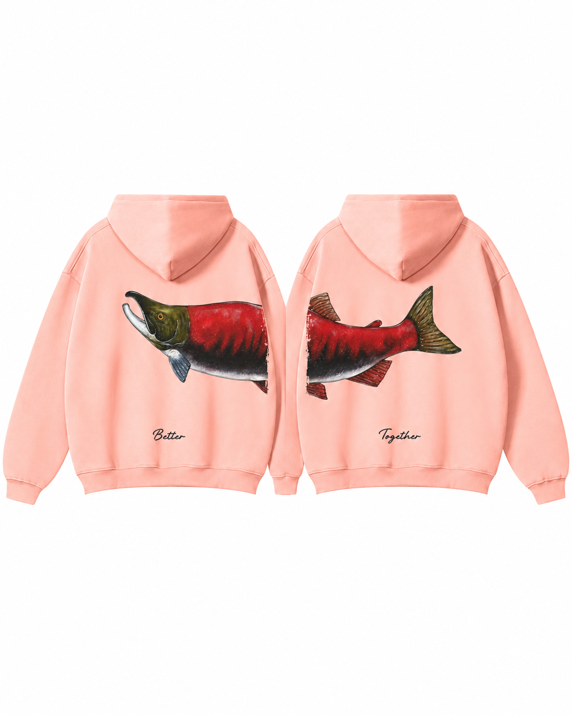 Better Together: Sockeye Salmon Fishing Couple Hoodie Set