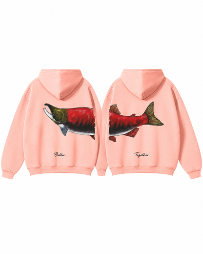 Better Together: Sockeye Salmon Fishing Couple Hoodie Set