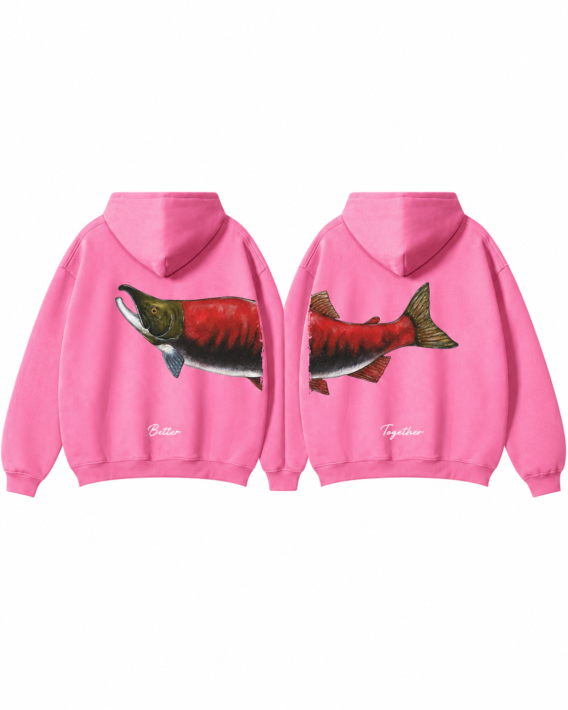 Better Together: Sockeye Salmon Fishing Couple Hoodie Set
