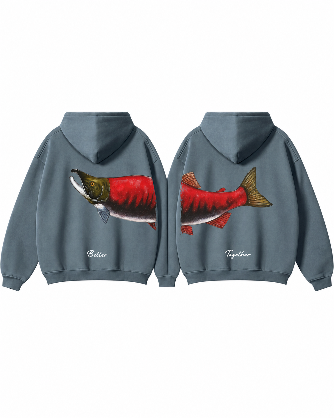 Better Together: Sockeye Salmon Fishing Couple Hoodie Set