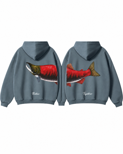 Better Together: Sockeye Salmon Fishing Couple Hoodie Set