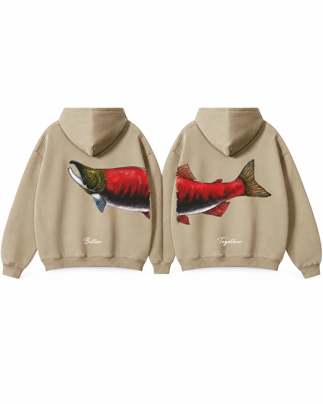 Better Together: Sockeye Salmon Fishing Couple Hoodie Set