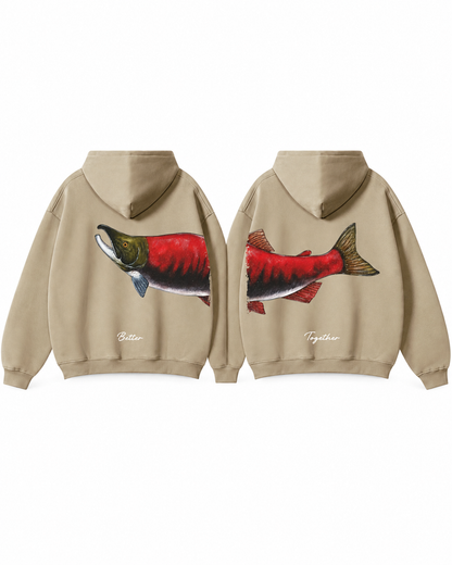 Better Together: Sockeye Salmon Fishing Couple Hoodie Set