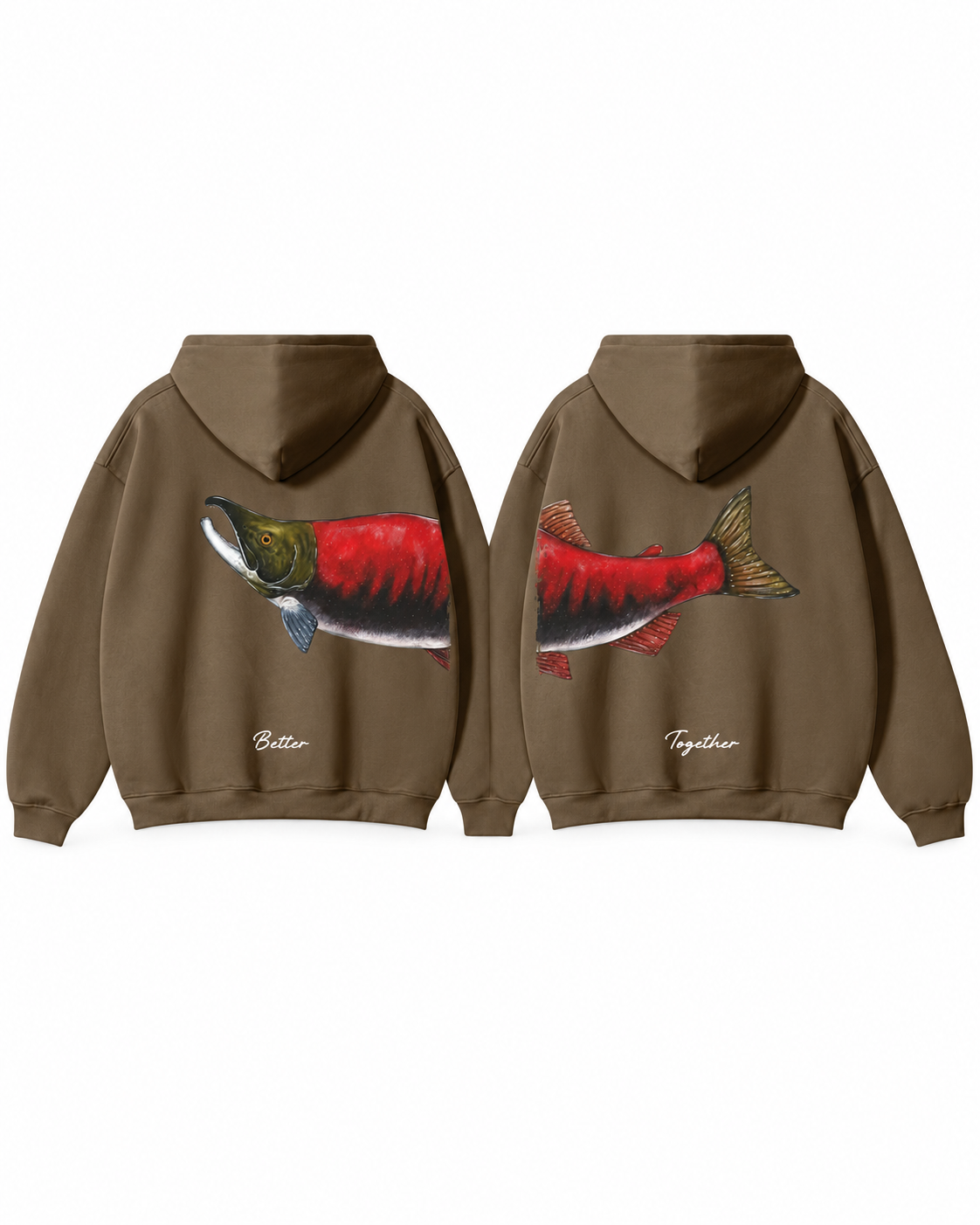 Better Together: Sockeye Salmon Fishing Couple Hoodie Set