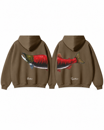 Better Together: Sockeye Salmon Fishing Couple Hoodie Set