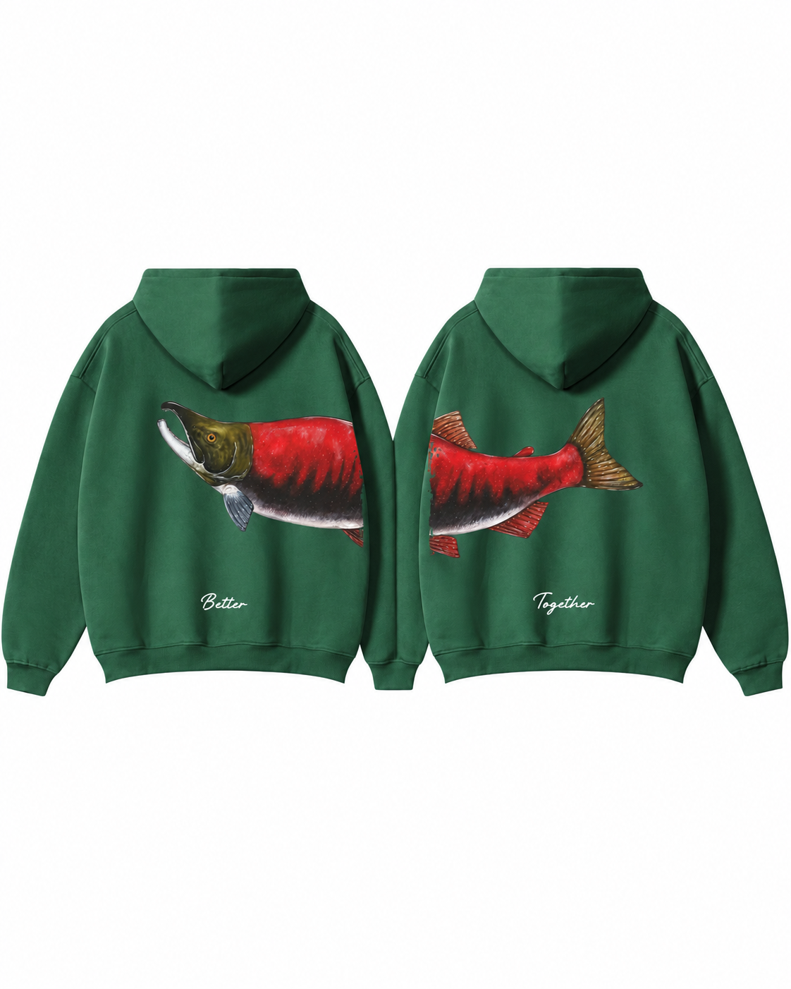 Better Together: Sockeye Salmon Fishing Couple Hoodie Set