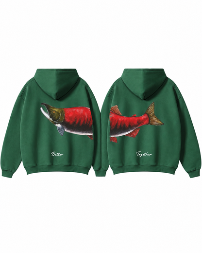 Better Together: Sockeye Salmon Fishing Couple Hoodie Set