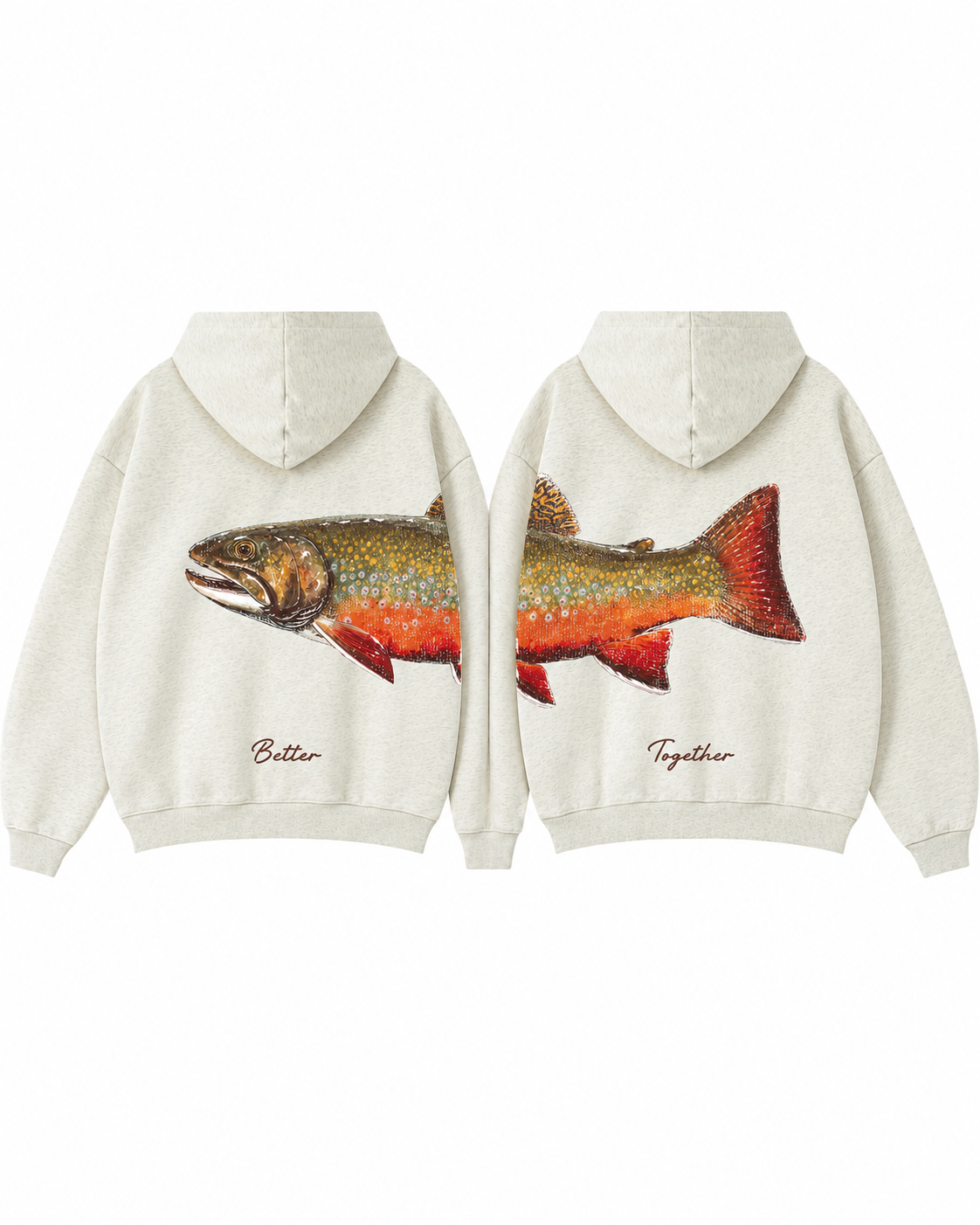 Better Together: Brook Trout Fishing Couple Hoodie Set