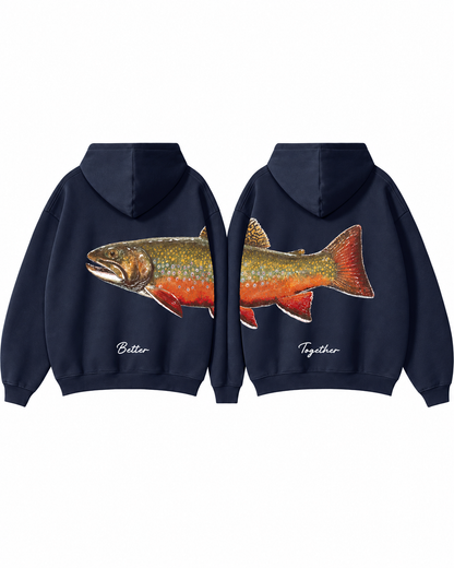 Better Together: Brook Trout Fishing Couple Hoodie Set