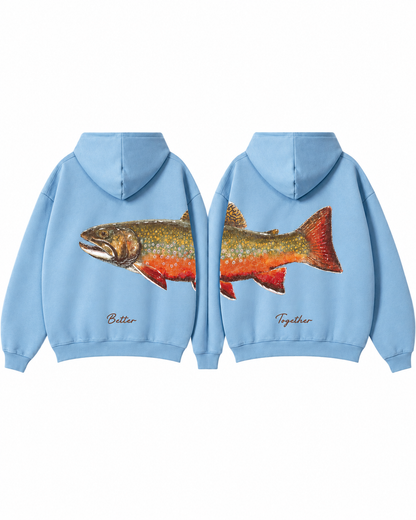 Better Together: Brook Trout Fishing Couple Hoodie Set