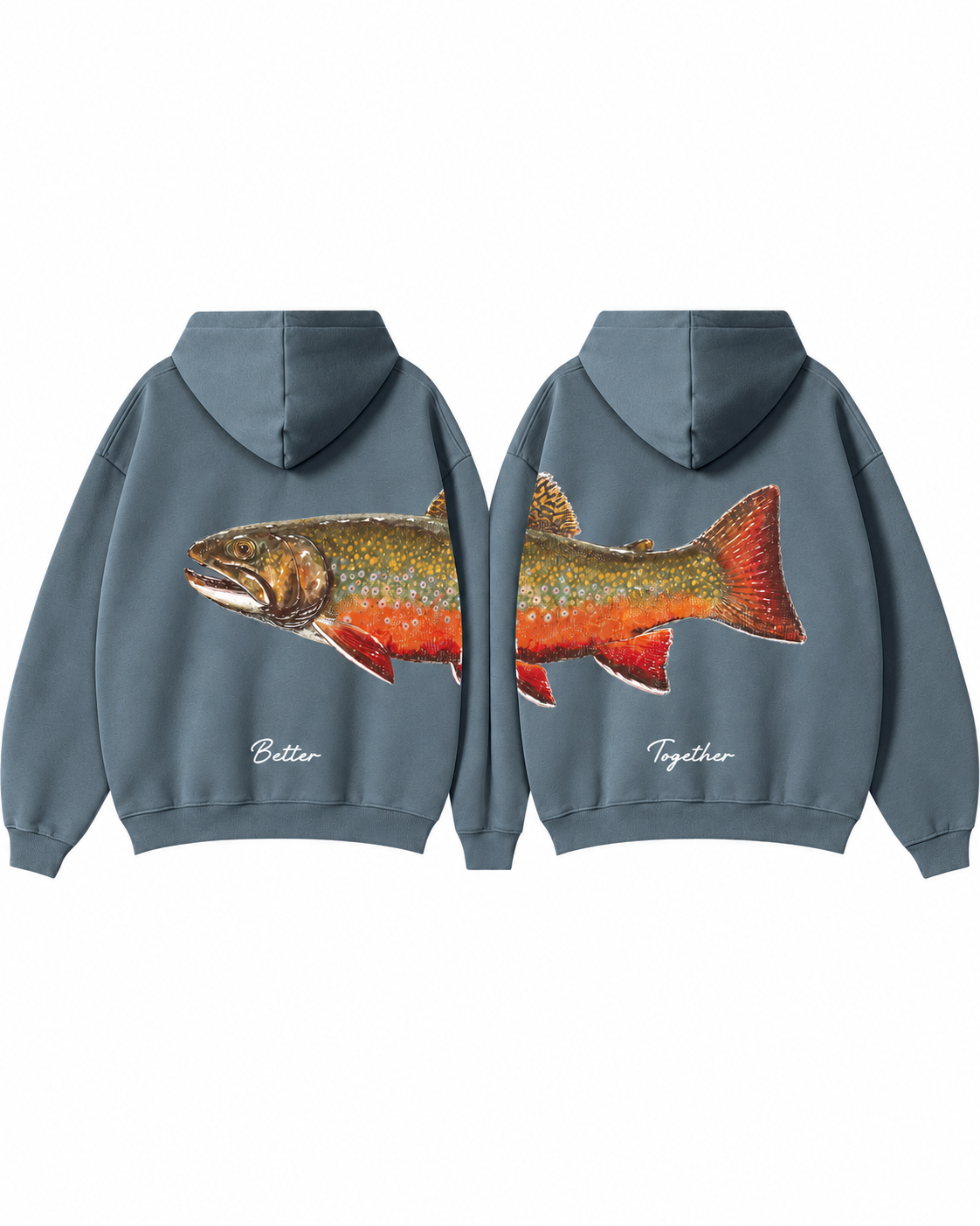 Better Together: Brook Trout Fishing Couple Hoodie Set