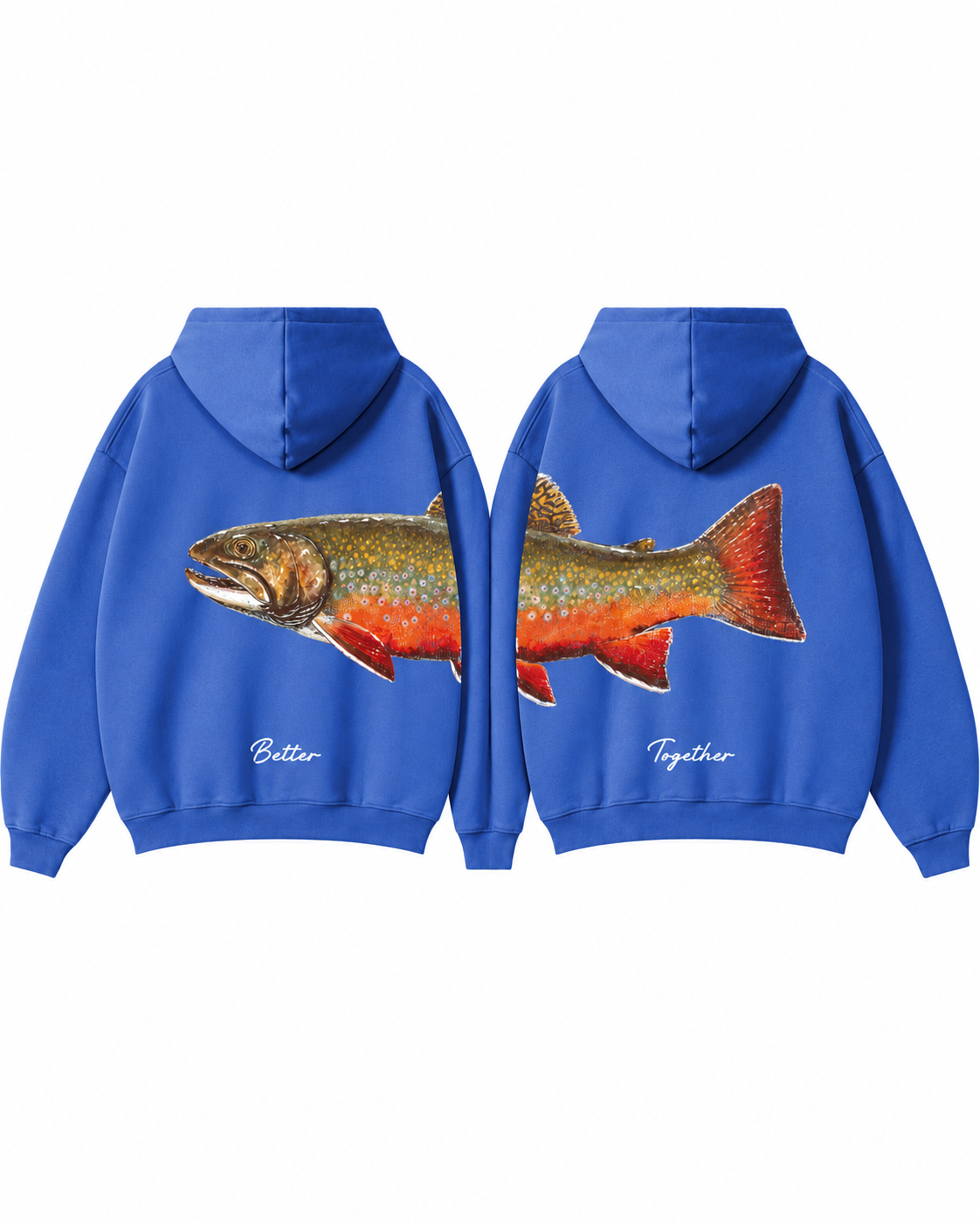 Better Together: Brook Trout Fishing Couple Hoodie Set