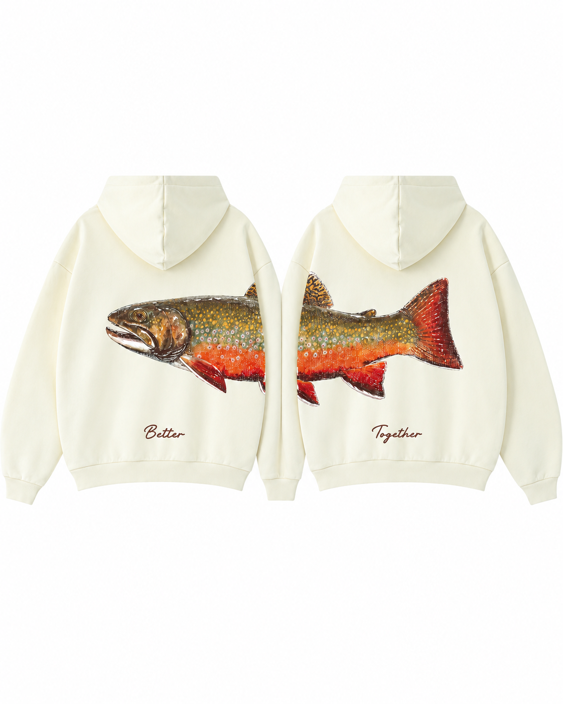 Better Together: Brook Trout Fishing Couple Hoodie Set