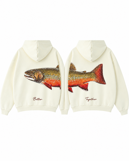 Better Together: Brook Trout Fishing Couple Hoodie Set