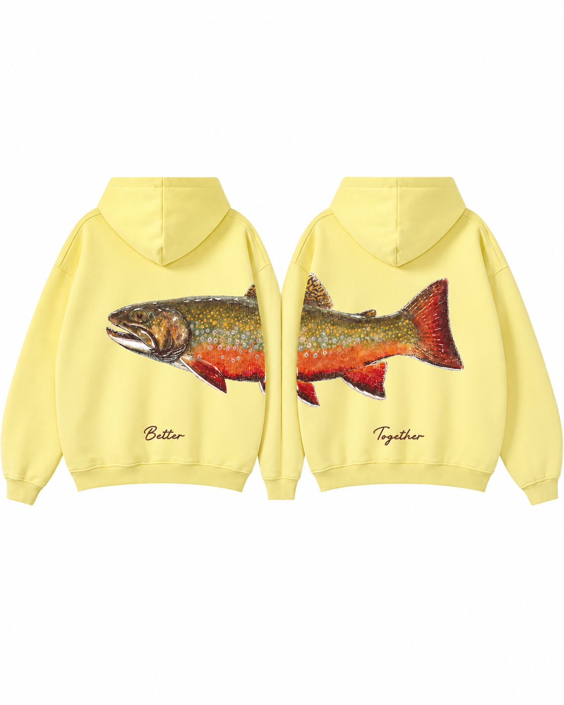 Better Together: Brook Trout Fishing Couple Hoodie Set