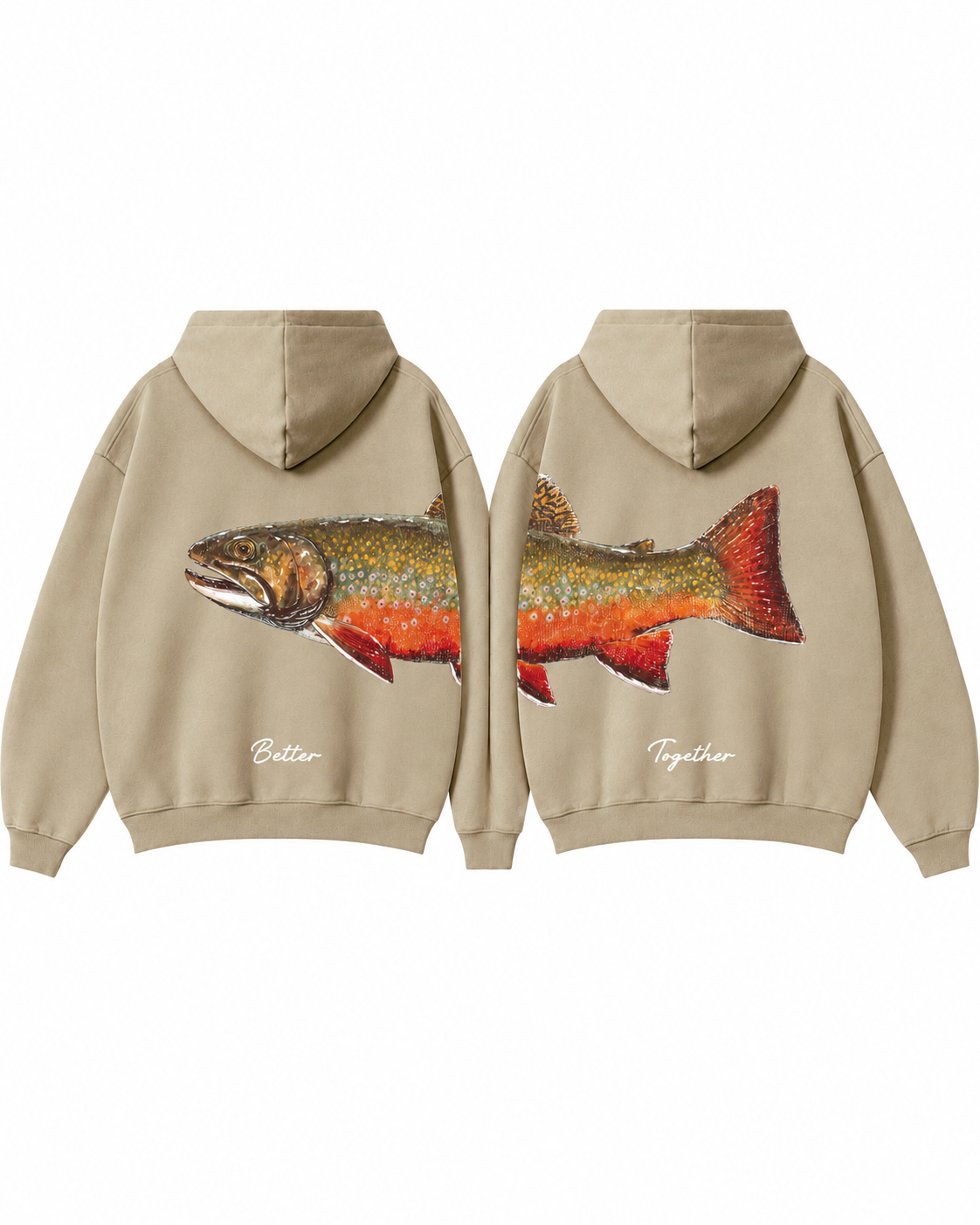 Better Together: Brook Trout Fishing Couple Hoodie Set