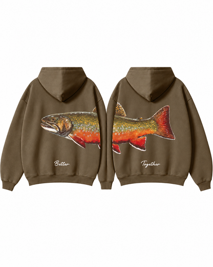 Better Together: Brook Trout Fishing Couple Hoodie Set