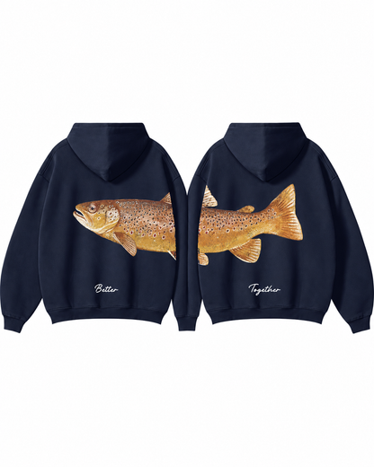 Better Together: Brown Trout Fishing Couple Hoodie Set
