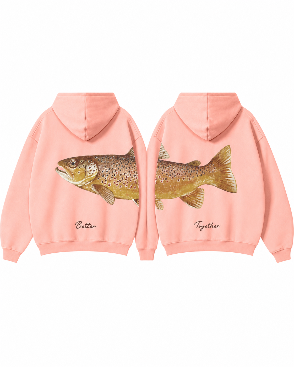 Better Together: Brown Trout Fishing Couple Hoodie Set
