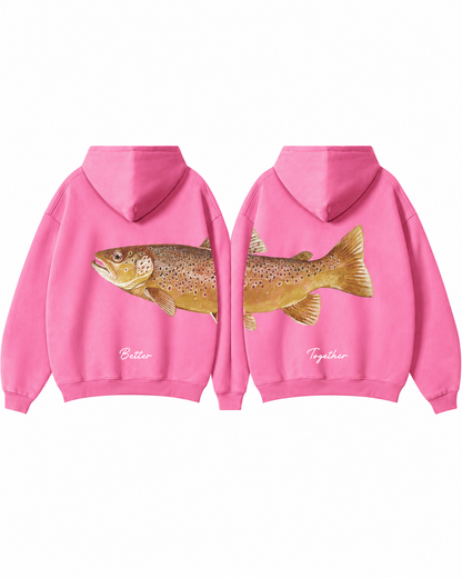 Better Together: Brown Trout Fishing Couple Hoodie Set