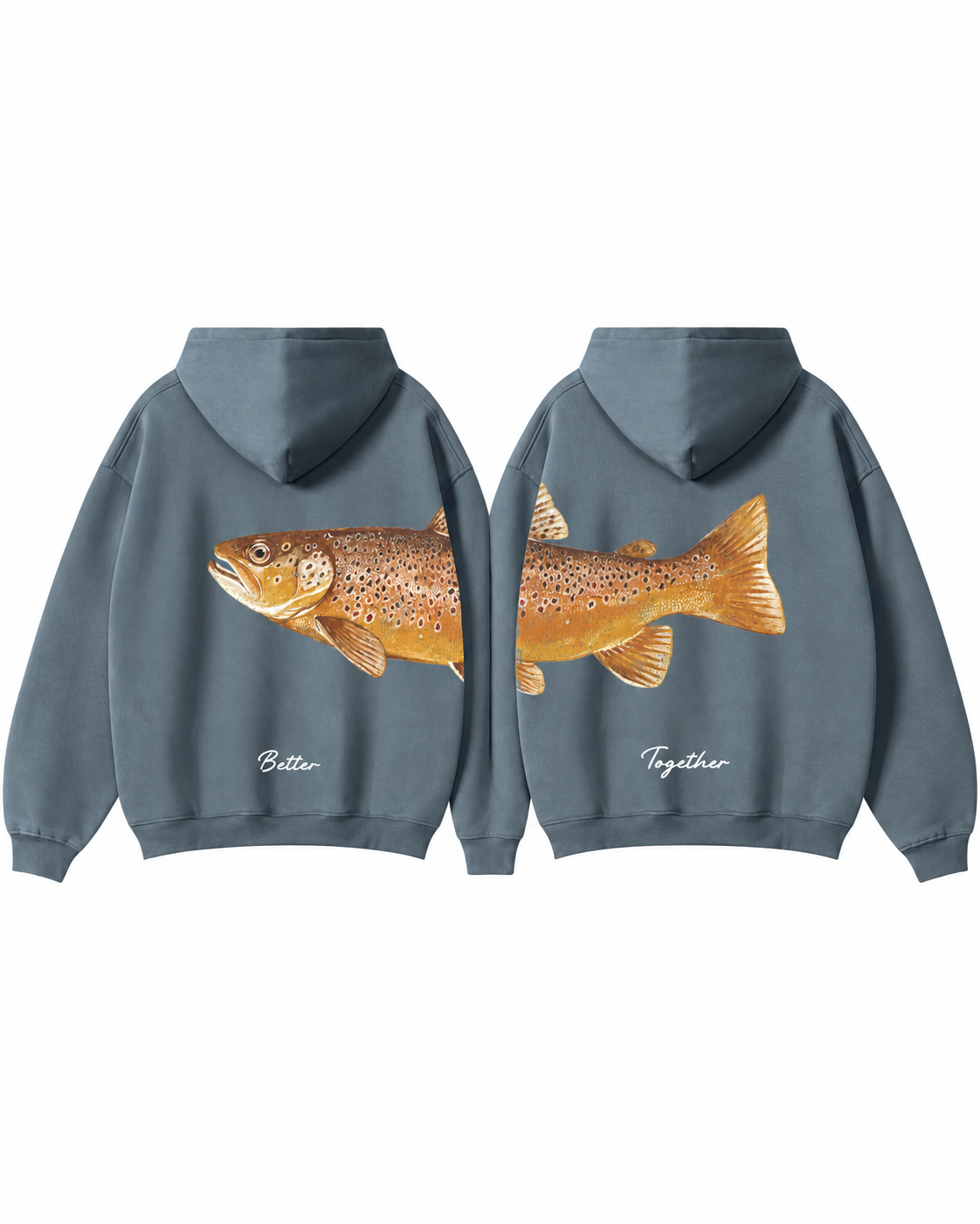 Better Together: Brown Trout Fishing Couple Hoodie Set