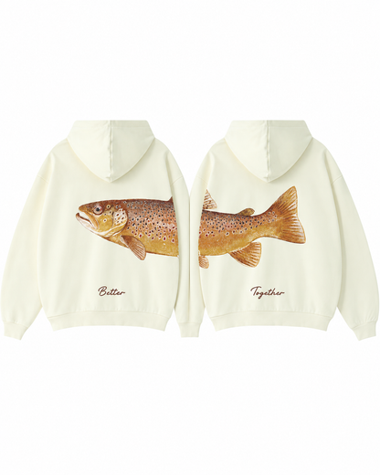 Better Together: Brown Trout Fishing Couple Hoodie Set