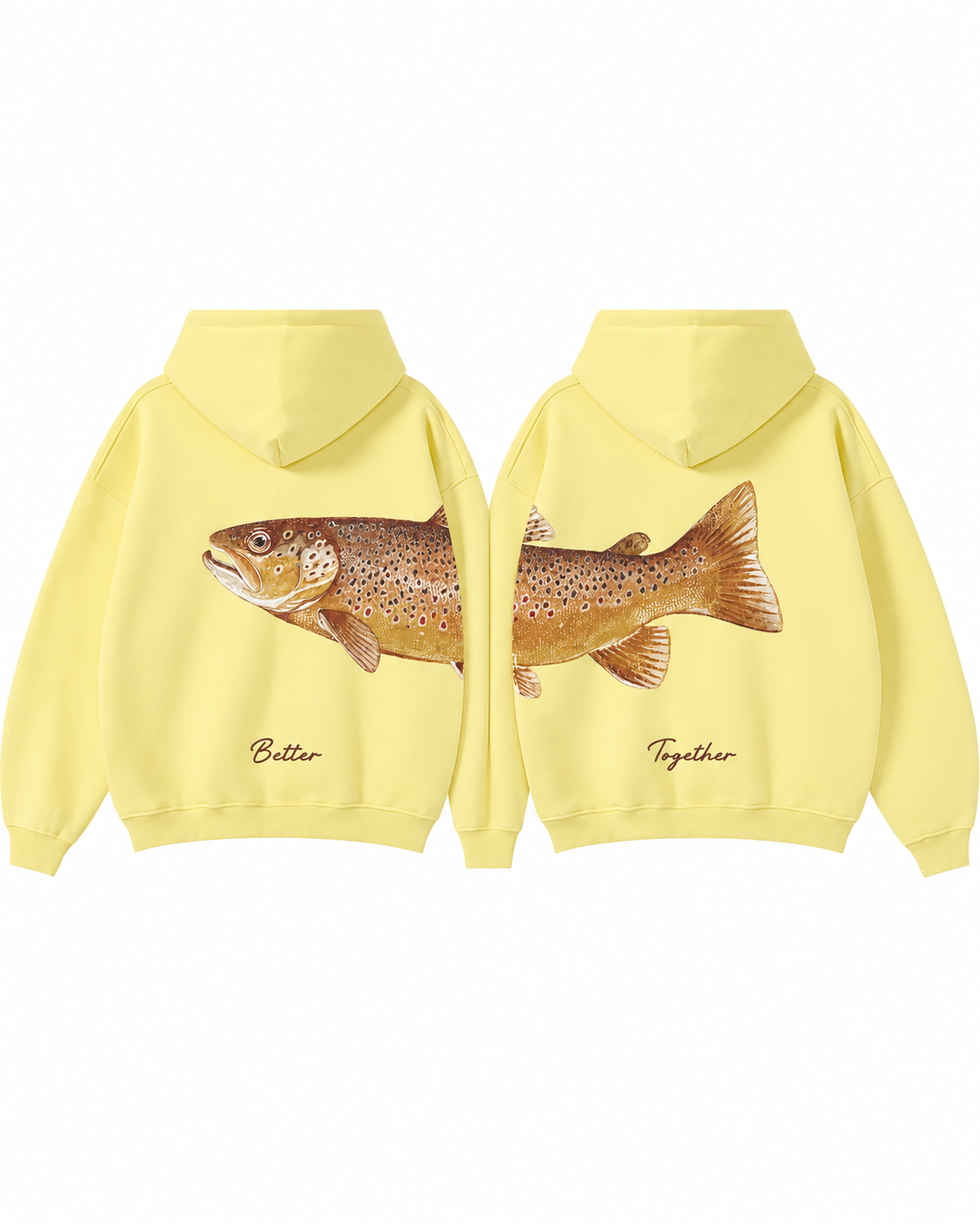 Better Together: Brown Trout Fishing Couple Hoodie Set