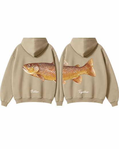 Better Together: Brown Trout Fishing Couple Hoodie Set