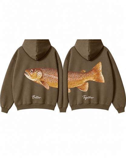 Better Together: Brown Trout Fishing Couple Hoodie Set