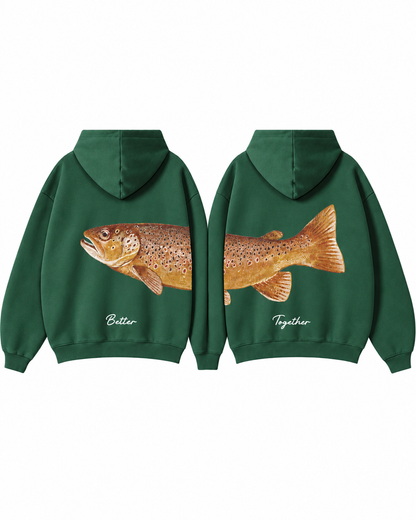 Better Together: Brown Trout Fishing Couple Hoodie Set