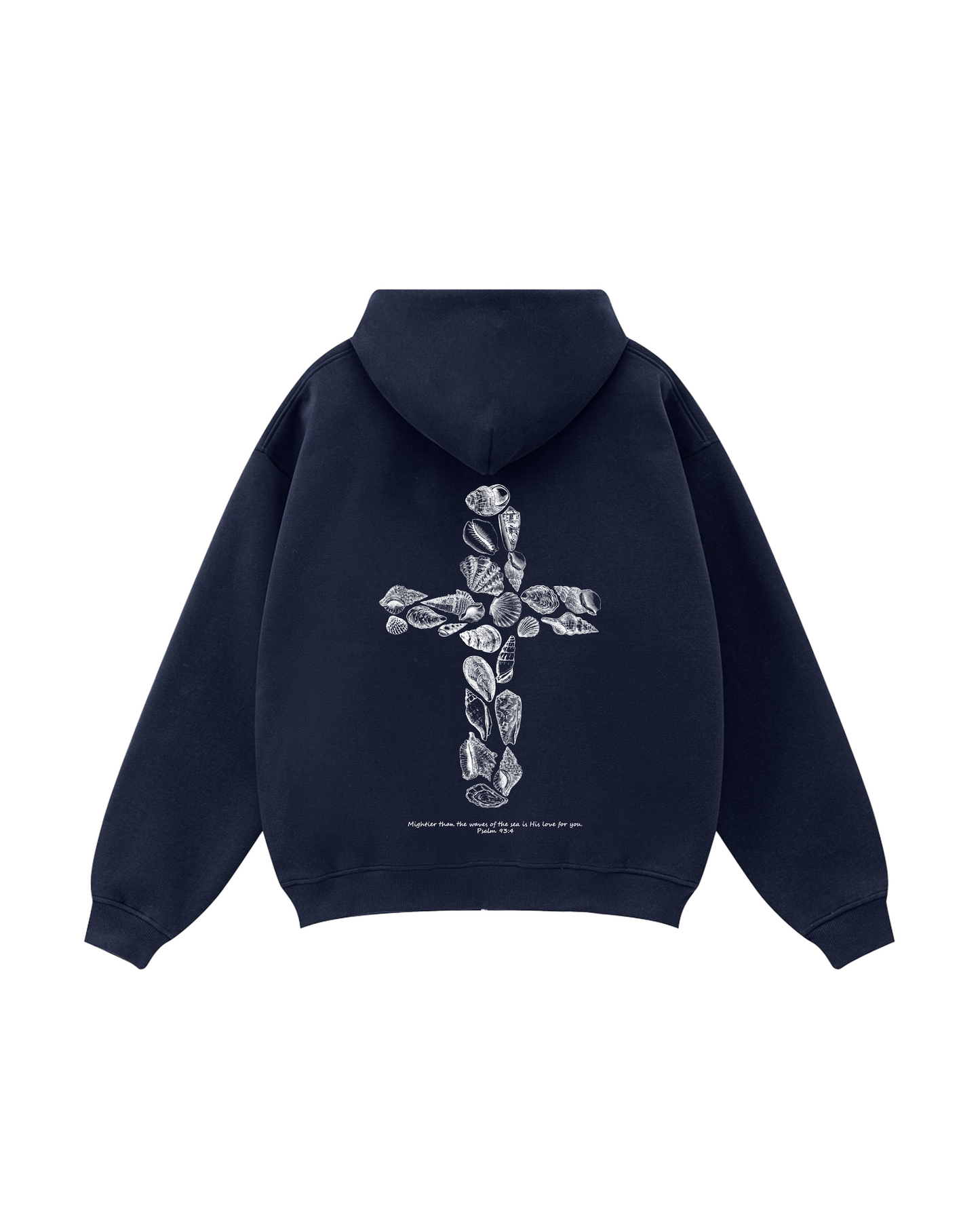 Seashell Cross Psalm 95:4 Zip-Up Hoodie