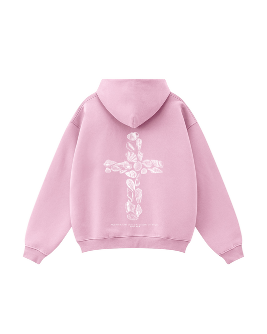 Seashell Cross Psalm 95:4 Zip-Up Hoodie