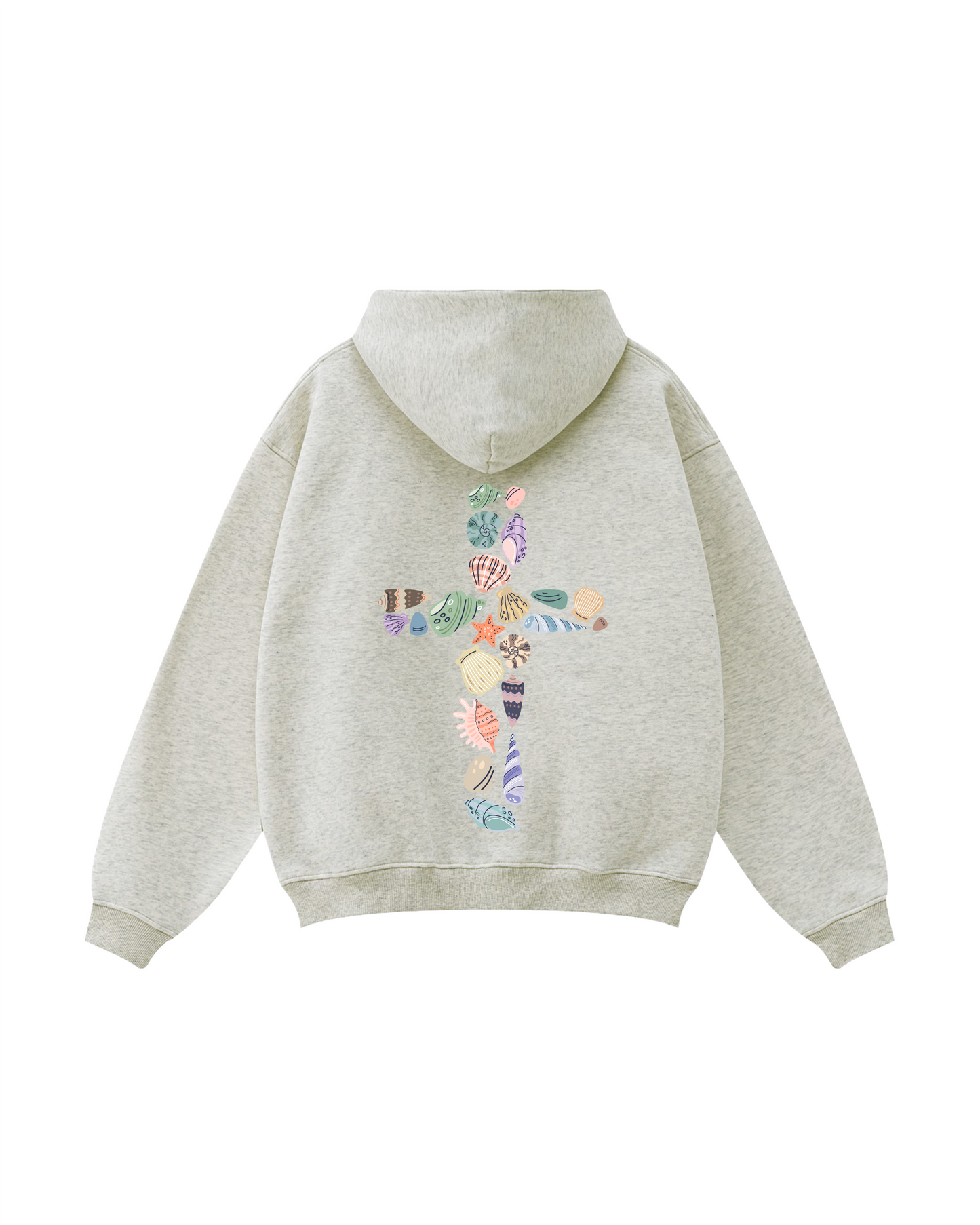 Seashell Cross Zip-Up Hoodie