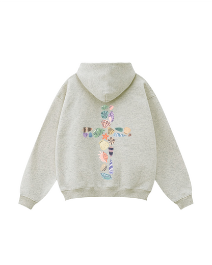 Seashell Cross Zip-Up Hoodie