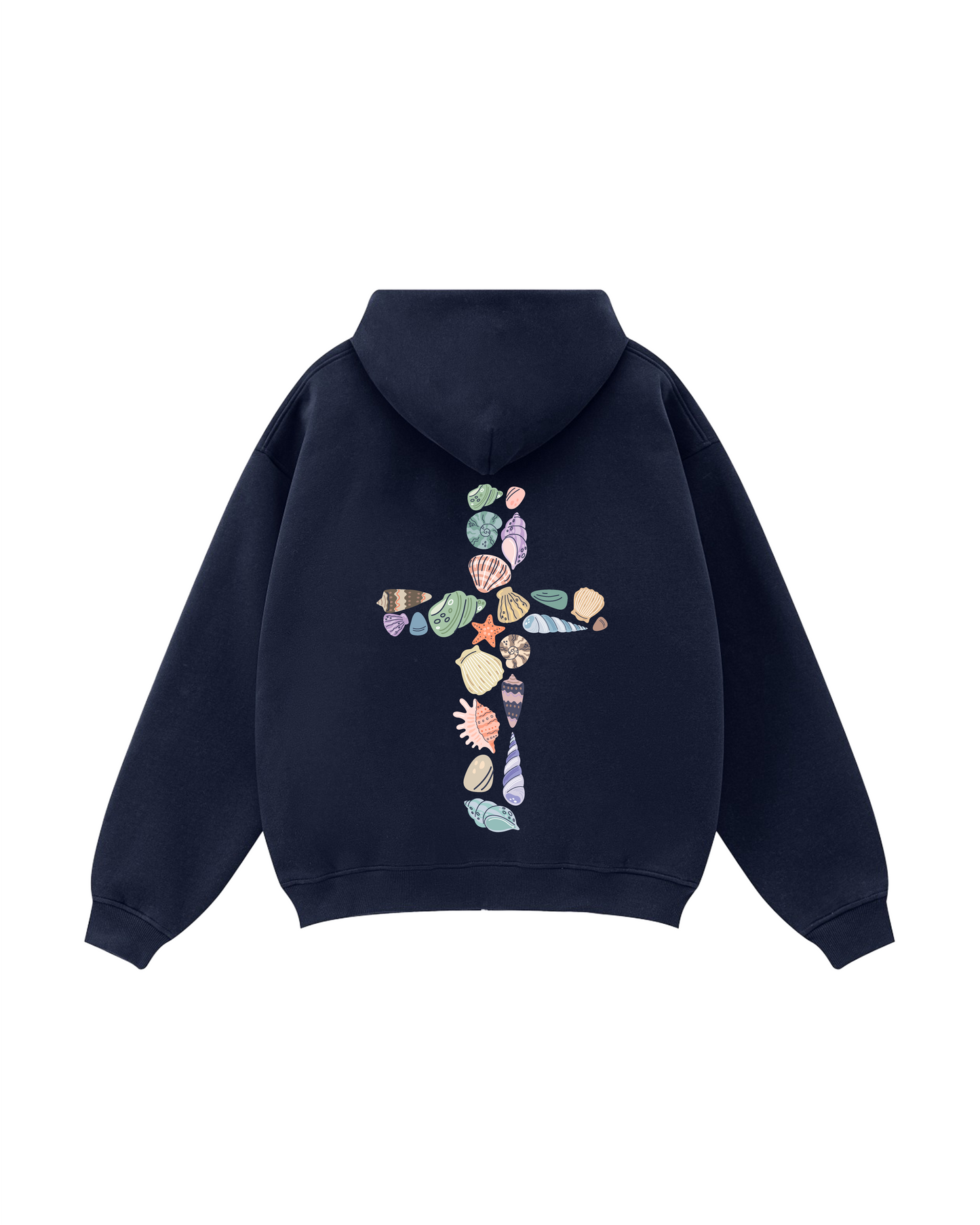 Seashell Cross Zip-Up Hoodie