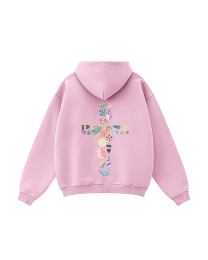Seashell Cross Zip-Up Hoodie