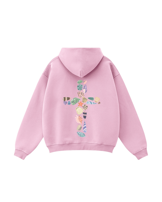 Seashell Cross Zip-Up Hoodie