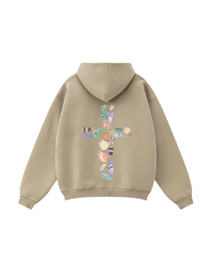 Seashell Cross Zip-Up Hoodie