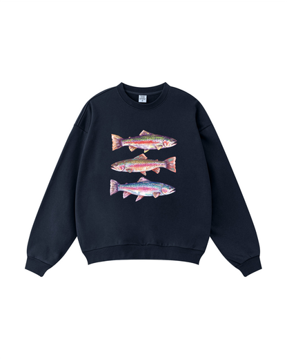 Coastal Trout Triple Fish  Crewneck