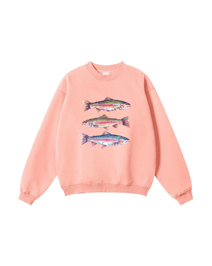 Coastal Trout Triple Fish  Crewneck