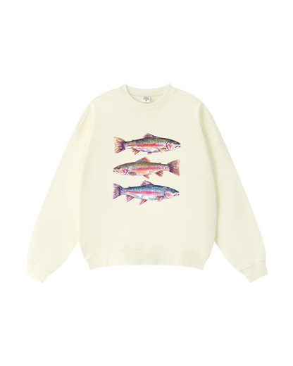 Coastal Trout Triple Fish  Crewneck