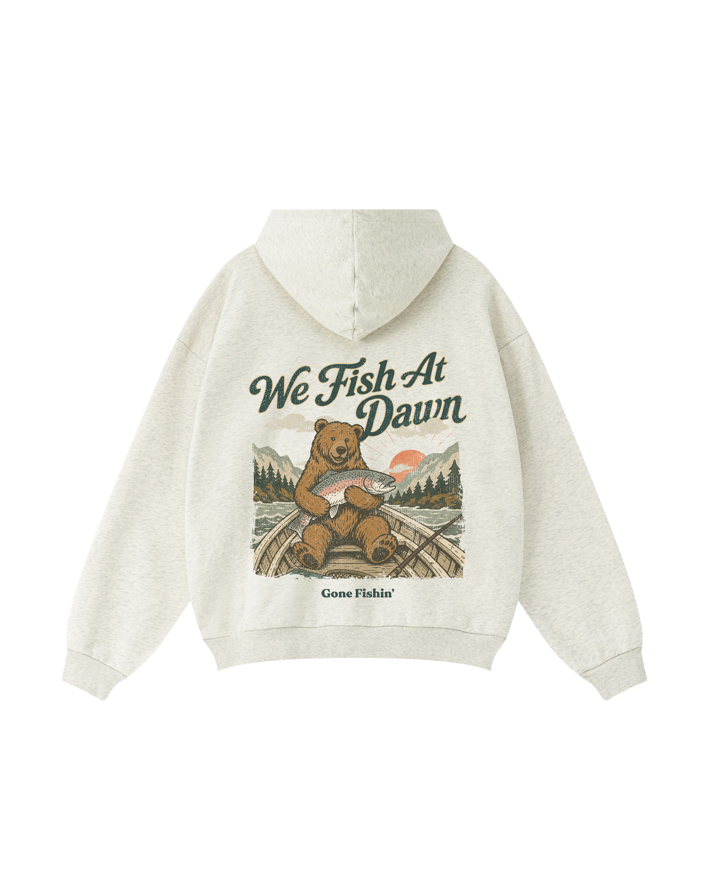 We Fish At Dawn Bear Fishing Hoodie