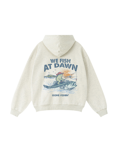 We Fish At Dawn Frog Fishing Hoodie