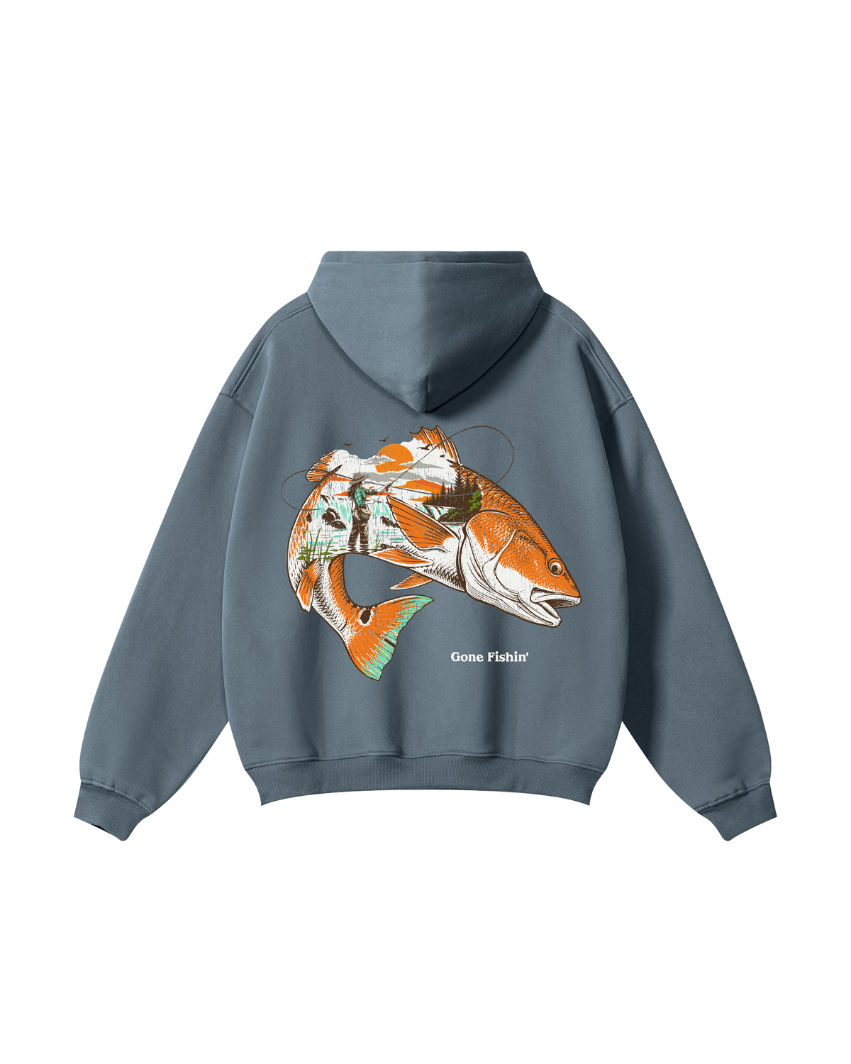 Gone Fishin’ Redfish Coastal Fishing Hoodie