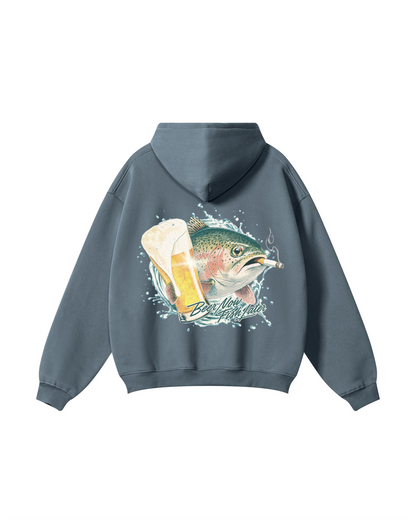 Beer Now, Fish Later Rainbow Trout Hoodie