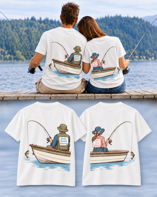 Catch of a Lifetime Fishing Couple T-Shirt Set