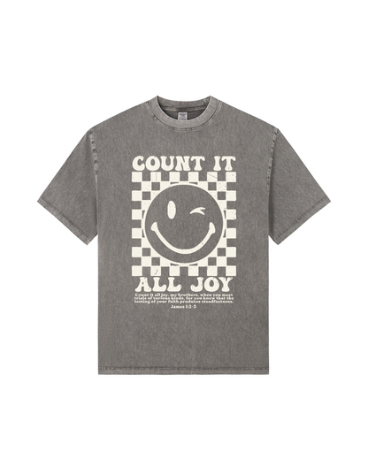 Count It All Joy Smile Washed Gray Tee