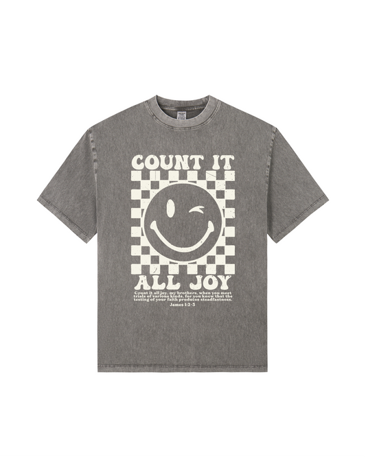 Count It All Joy Smile Washed Gray Tee